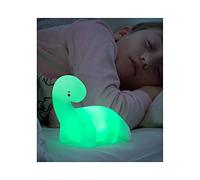 InnovaGoods - Lampada LED Dinosauro Multicolore Lightosaurus, Luce Notte per Bambini, Decorazione Camera, Sicura e Non si Surriscalda, RGB, Include Batterie, Bianco, Vinile
