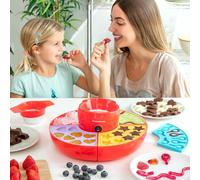 InnovaGoods - Macchina 2 in 1 per Dolci Gelati e Fonduta di Cioccolato, Design Multifunzionale, 4 Stampi in Silicone, Ciotola Estraibile, Cucina Sana, Rosso, Mediano, Acciaio