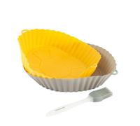 Innovagoods Mollicon Confezione da 2 cestelli in silicone per friggitrice ad aria - Antiaderenti - Lavabili in lavastoviglie - Senza BPA - Facili da pulire - Spazzola inclusa - 245x45x215 cm - Grigio 
