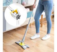 InnovaGoods® Mop Scopa in Microfibra Auto-Strizzante Tipo X Twop, Comoda ed Efficient, Sistema di Strizzatura Automatica, Asta Estensibile, Secchio con Manico e Ruote, 2 Ricambi in Microfibra Inclusi.