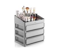 InnovaGoods - Organizer per trucchi Makeser, 3 Cassetti, Vassoio Estraibile con 9 Scompartimenti, Multifunzione, Design Moderno, Polipropilene, Grigio, Taglia unica