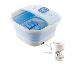 InnovaGoods Pack Spa per piedi pieghevole con rulli e idromassaggio e tagliaunghie con luce LED, lente d'ingrandimento e lime