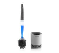InnovaGoods - Scopino per Bagno con Dispenser di Sapone Bruilet, Antibatterico, Smontabile, Asciugatura Rapida, Setole in Gomma Morbide, Grigio, Mediano, Acciaio al Carbonio
