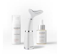 InnovaGoods® Set trattamento viso rassodante Kombucha, x1 siero viso idrata, fornisce uniformità, x1 crema viso idratante, riduttore di doppio mento con fototerapia, termoterapia e vibrazione.