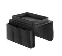InnovaGoods - Vassoio da Divano Multifunzionale con 6 Tasche per Telecomandi, Design Moderno, Materiale Resistente, Nero, Poliestere Cotone
