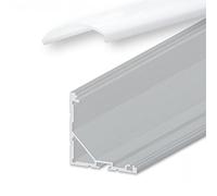 INNOVATE Alluminio - Profilo in alluminio - Profilo ad angolo per strisce LED, Eckprofil Alu 20mm - Opale Abdeckung rund milchig, EFP (45º 20 mm argento curva traslucido)