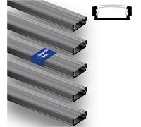 INNOVATE Profilo alluminio per strisce LED I MINI 12 [2000mm x 17mm x 7mm] LED striscia Canalina alluminio Illuminazione per interni Cucina Camera da letto (Nero - Trasparente, Set 5)