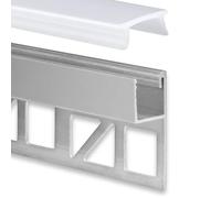 INNOVATE Profilo alluminio per strisce LED Piastrelle [200mm x 17mm x 10mm] Diffusore I Profili per piastrelle Striscia LED striscia Pannelli cartongesso I illuminazione cucina bagno