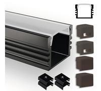 INNOVATE SET Profilo LED in alluminio, 2 metri per striscia LED [2000mm x 17mm x 13mm] Canalina con coperchio/diffusore bianco latte. Profilo alluminio ideale per armadio (1, Nero, U-12 STANDARD)