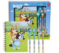 Innovative Designs Bluey - Set di diario con penne per bambini, ragazzi e ragazze, 80 pagine a righe, quaderno a spirale con 4 penne gel colorate, Bluey and Bingo