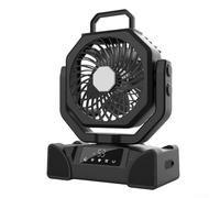 Innovativo ventilatore da tenda ricaricabile progettato per la massima efficienza durante interruzioni di corrente o spedizioni in campeggio (nero)