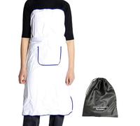 innovex Grembiule per Cucina Senza Spalline ONE TOUCH APRON PRO, Chiusura a Fascia Elastica in Vita, Indossabile con un Solo Gesto, Impermeabile, Unisex, Taglia Unica - Made in Japan Bianco/Blu