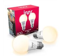 innr Lampadina Smart E27, per Hue* e hub Zigbee, Confezione da 2 | LED, Luce Bianca Calda, 2700K, 806 lumen, Dimmerabili