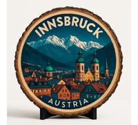 Innsbruck Austria Travel Souvenir - Piatto decorativo in legno da esposizione, souvenir austriaco per collezionisti, turisti e appassionati di arredamento per la casa