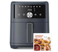 Innsky Friggitrice ad Aria Calda 6 Litri, Air Fryer Compatta con Touch Screen LED, Friggitrice Senza Olio, 8 Programmi, 1500W, Basso Rumore, per Fino a 6 Persone, Ricettario Italiano, Grigio