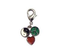 INNSPIRO Ciondolo metallico NICE CHARMS ying/yang, pace e cuore bianco, nero, rosso e verde con moschettone 14x14mm. 25u., 4x20mm., Metallo, Nessuna pietra preziosa