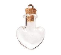 INNSPIRO Ciondolo vetro cuore trasparente con chiusura sughero 22x30mm., 22x30mm., Vetro, Nessuna pietra preziosa