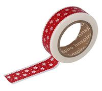INNSPIRO Nastro masking tape Washi bordo stelle rosso 15 mm x 10 m. Serie Deco