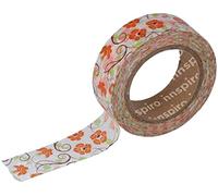 INNSPIRO Nastro masking tape Washi fiori arancioni 15 mm x 10 m. Serie floreale