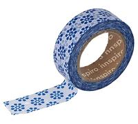 INNSPIRO Nastro masking tape Washi fiori blu 15 mm.x10 m. Serie Ultramar