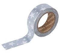 INNSPIRO Nastro masking tape Washi foil stelle argento 15 mm x 10 m. Serie metallo