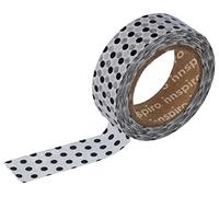 INNSPIRO Nastro masking tape Washi pois neri 15 mm x 10 m. Serie Deco