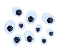 INNSPIRO Occhi mobili neri autoadesivi ovali misure assortite 64u., ideale per artigianato con bambini, decorazioni e attività creative