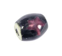 INNSPIRO Perline in ceramica ovale smaltata nera con stella granato diam. 14 x 16 mm. 50 u.