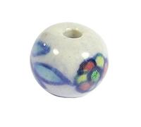 INNSPIRO Perline in ceramica palla smaltata bianca con fiore colori diam. 17 mm. 50 u.