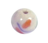INNSPIRO Perline in ceramica palla smaltata bianca con fiore verde e marrone diam. 12 mm. 50 u.