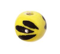 INNSPIRO Perline in ceramica palla smaltata gialla con disegno nero diam. 12 mm. 50 u.