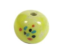 INNSPIRO Perline in ceramica palla smaltata gialla con punti colori diam. 15 mm. 50 u.