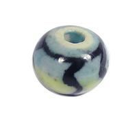 INNSPIRO Perline in ceramica sfera smaltata blu e gialla con linee nere diam. 12 mm. 50 u.