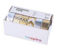 INNSPIRO Set 6 nastri masking tape Washi foil serie metallo