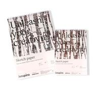 INNSPIRO Set di 2 blocchi di carta da schizzo A4 e A3, 30 fogli da 160 g, senza acidi, grana media, ideali per disegni, carbone, matite e tecniche secche, texture fine per studenti e professionisti