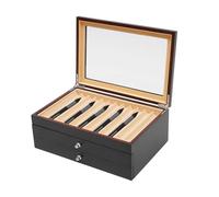 innytund Penna in legno a 3 strati, penna stilografica a 3 strati, per display case, 34 scomparti, in legno, organizer da collezione in legno, colore nero, penna stilografica, Nero , No