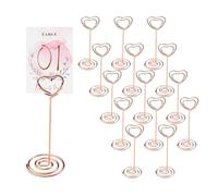 inodiref 12 Pezzi Porta Segnaposto Clip Metallo Porta Memo Foto Clip Segnaposto A Forma di Cuore con Base per Riunioni di Festa di Nozze Carta da Ufficio Clip di Memo, Oro Rosa