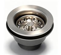 Inodiref Valvola a cestello da cucina, in acciaio inox, 85 mm, scarico per lavello, design ispessito, 1½", superiore, adatta per fori di 57 - 65 mm