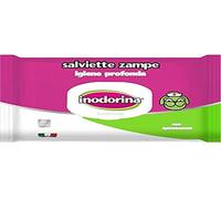 Inodorina, Salviette Funzionali Zampe, Realizzate in Tessuto Resistente, Azione Detergente e Igienizzante, con Sostanze Naturali Biologiche, Uso Quotidiano, con Cloruro di Benzalconio, 40 Pezzi