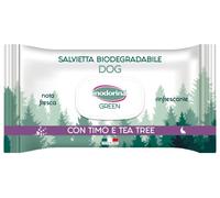 Inodorina, Salviette Green Dog, Salviette Rinfrescanti in Morbida Fibra Tessile Biodegradabile e Compostabile, con Delicata Lozione dalle Componenti Vegetali, Timo e Tea Tree, 30 pezzi