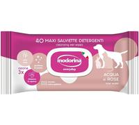 INODORINA Salviette per Cane e Gatto Acqua Rose. 6 Buste Da 40 Pezzi Cadauno