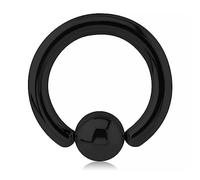Inoki - Anello a sfera in acciaio nero - Spessore 2 mm, Diametro 12 mm, Palla 6 mm