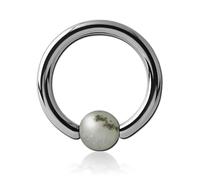 Inoki - Anello in titanio con sfera in pietra amazzonite - Spessore 2.5 mm, Diametro 16 mm, Palla 6 mm