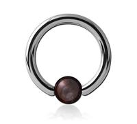 Inoki - Anello in titanio con sfera in pietra di granato - Spessore 1.2 mm, Diametro 8 mm, Palla 4 mm