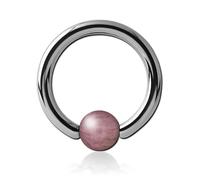 Inoki - Anello in titanio con sfera in rodonite - Spessore 2.5 mm, Diametro 14 mm, Palla 6 mm