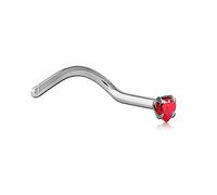 Inoki - Orecchino da naso in acciaio con cristalli austriaci con logo a cuore - Spessore 0.8 mm, Lung. int. 6.5 mm, Elemento 3 mm - Siam chiaro