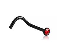 Inoki - Orecchino da naso in acciaio nero con cristallo austriaco da 2,25 mm - Spes. 0.8 mm, Lung. 6.5 mm, Elem. 2.35 mm - Siam chiaro