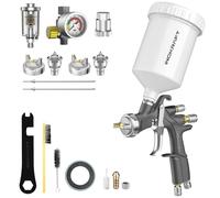 InoKraft D1 LVLP - Kit di pistola a spruzzo ad aria di alta qualità, facile da usare, pistola per vernice per auto e casa fai da te, ugelli da 1,3/1,5/1,7 mm, con accessori per spruzzatore di vernice
