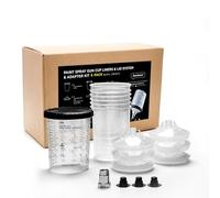 InoKraft Pistola a spruzzo usa e getta, grande, 800 ml, kit con 6 tazze e coperchi, 1 tazza rigida con anello di fissaggio, 3 tappi, sistema di verniciatura per pistola a spruzzo HVLP LVLP con
