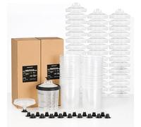 InoKraft Pistola spray usa e getta, sistema di verniciatura per pistola spray HVLP e LVLP, kit standard da 650 ml con sistema di 45 tazze e coperchi, 1 tazza rigida con anello di fissaggio e 20 tappi